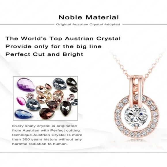 New 18k Rose Gold Austrian Crystal Necklace - Picture 2 of 4